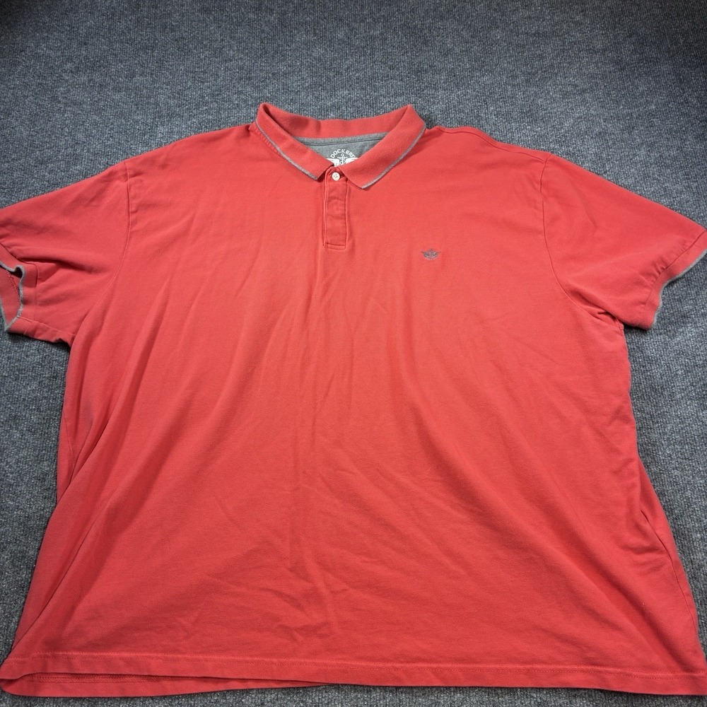 Dockers Mens Polo Shirt 4XL Red Smart 360 Flex Big Tall Short Sleeve Logo